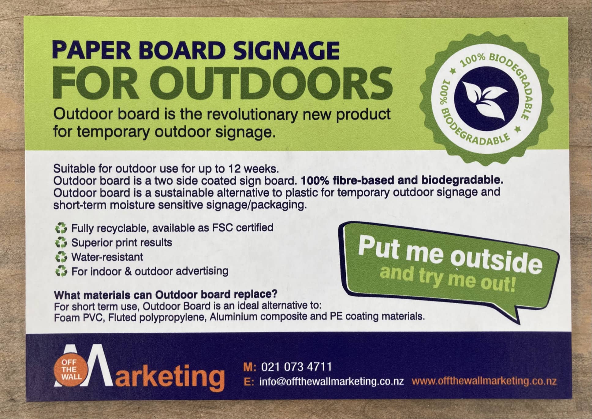 Paper Boards 100% Recyclable for Interior Signs & Display
